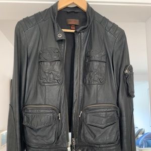 Leather bomber jacket